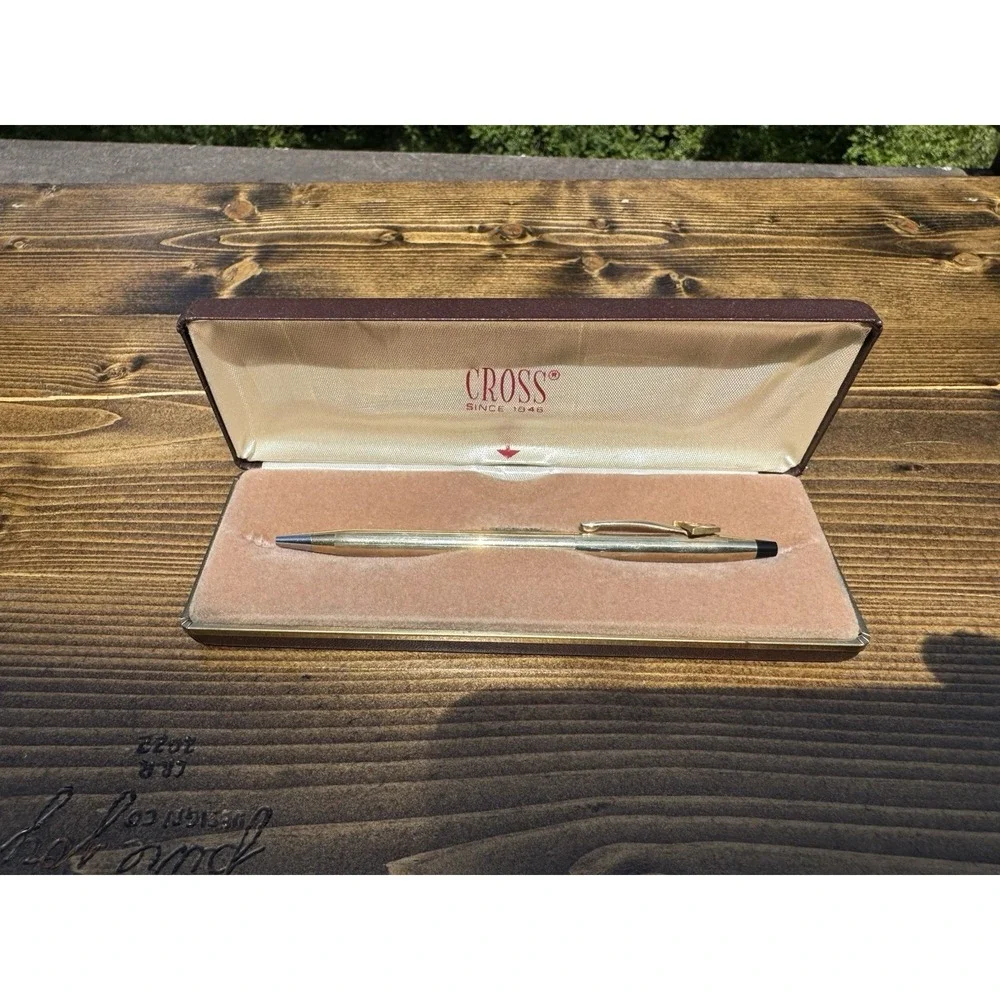 Vintage Cross‎ 10K Gold Filled Ballpoint Pen Blue Jewel Figural Clip W Box